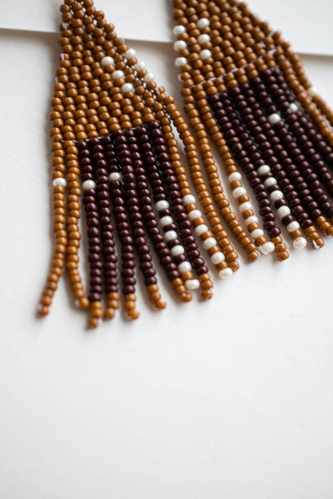 Fair + Simple Beaded Fringe Earrings in Otoño - handcrafted earrings