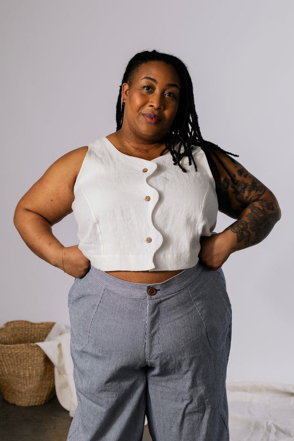 Pamut Apparel USA Wavy Top - Linen - plus size top, product view