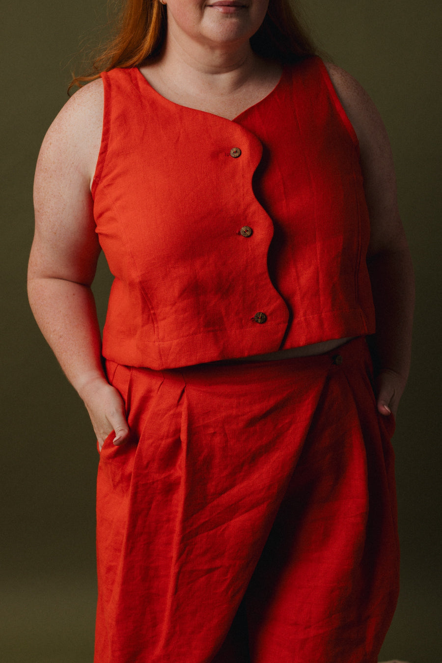 Pamut Apparel USA Wavy Top - Linen - plus size top, product view