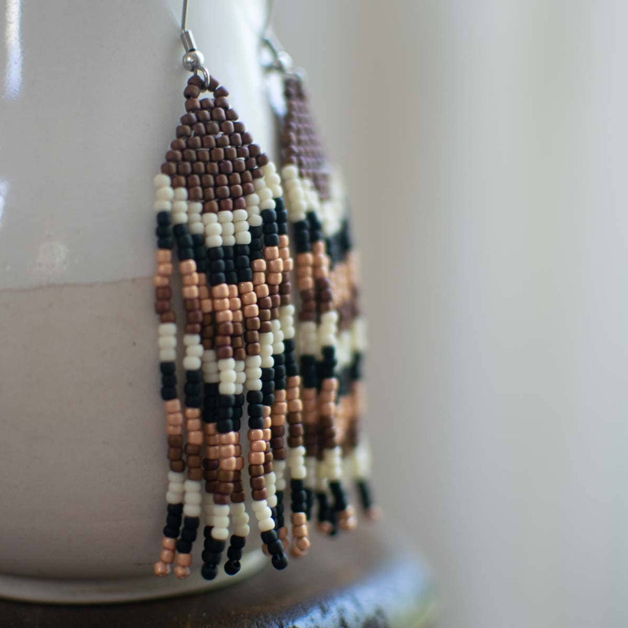 Fair + Simple Beaded Fringe Earrings in Brillo - handcrafted earrings