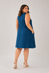 Sleeveless Knee-Length Dress in Blue