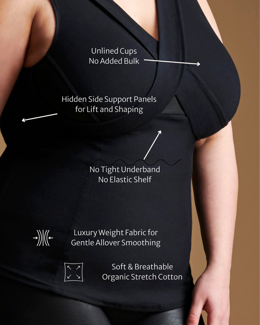 Embrago Full Support Bra-Free Top in Black - inclusive bra, product view