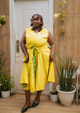 Besida Palm Yellow Reversible A-Line Dresses