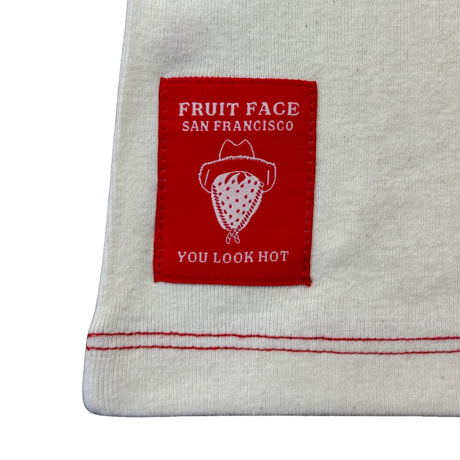Fruit Face San Francisco label detail on Big Apple baby tee