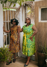 Besida Palm Yellow Reversible A-Line Dresses  & Besida Palm Brown Reversible A-Line Dresses | front view