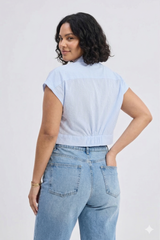 Reistor Oversized Crop Shirt in Classic Stripes - plus size garment, product view