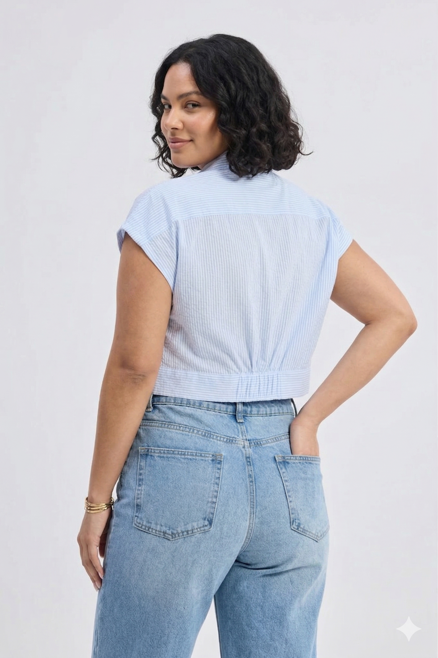 Reistor Oversized Crop Shirt in Classic Stripes - plus size garment, product view