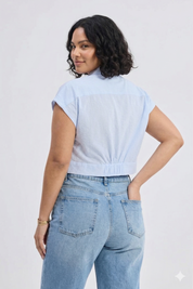 Reistor Oversized Crop Shirt in Classic Stripes - plus size garment, product view