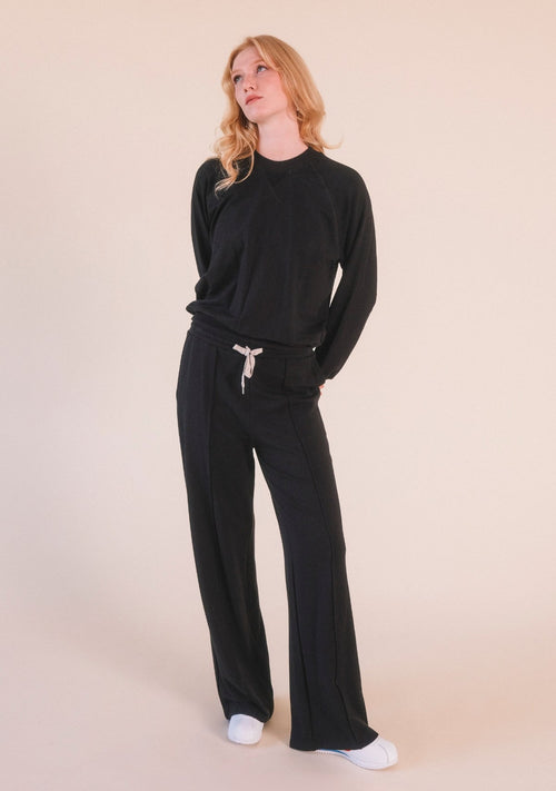 Poplinen Betty Modal Wide Leg Pant - Black - plus size pant, product view