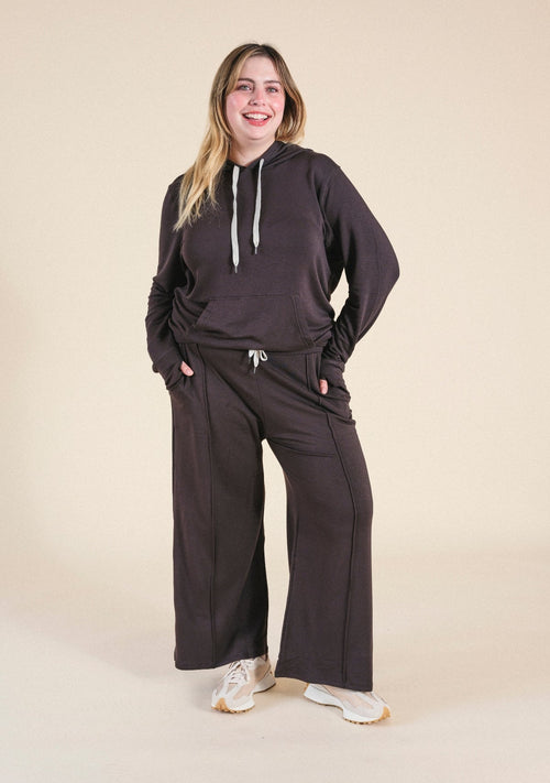Poplinen Betty Modal Wide Leg Pant - Dark Chocolate - plus size pant, product view