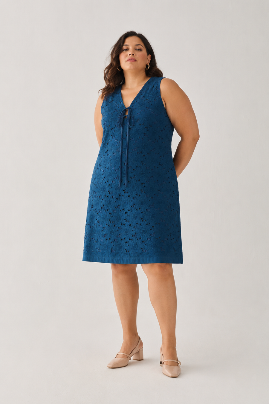 Sleeveless Knee-Length Dress in Blue