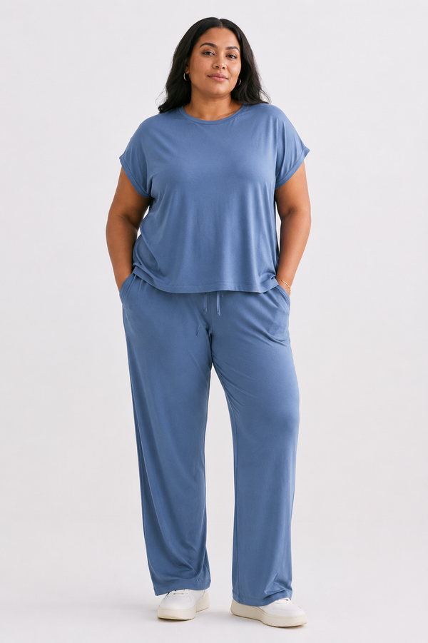 Wide Leg Pant in Blue