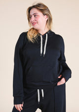 Poplinen Betty Modal Hoodie - Black - plus size hoodie, product view
