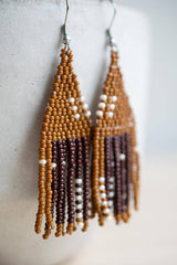 Fair + Simple Beaded Fringe Earrings in Otoño - handcrafted earrings