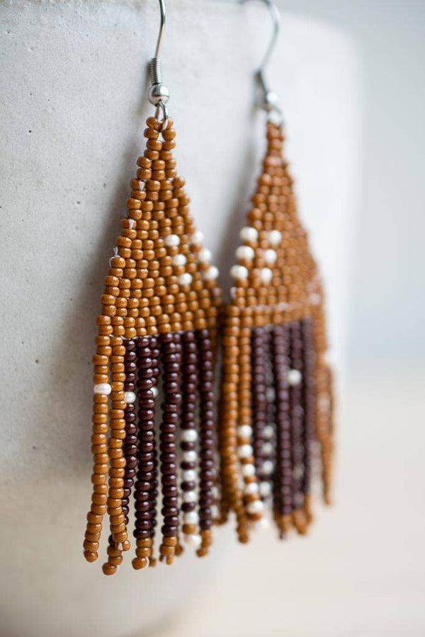 Fair + Simple Beaded Fringe Earrings in Otoño - handcrafted earrings