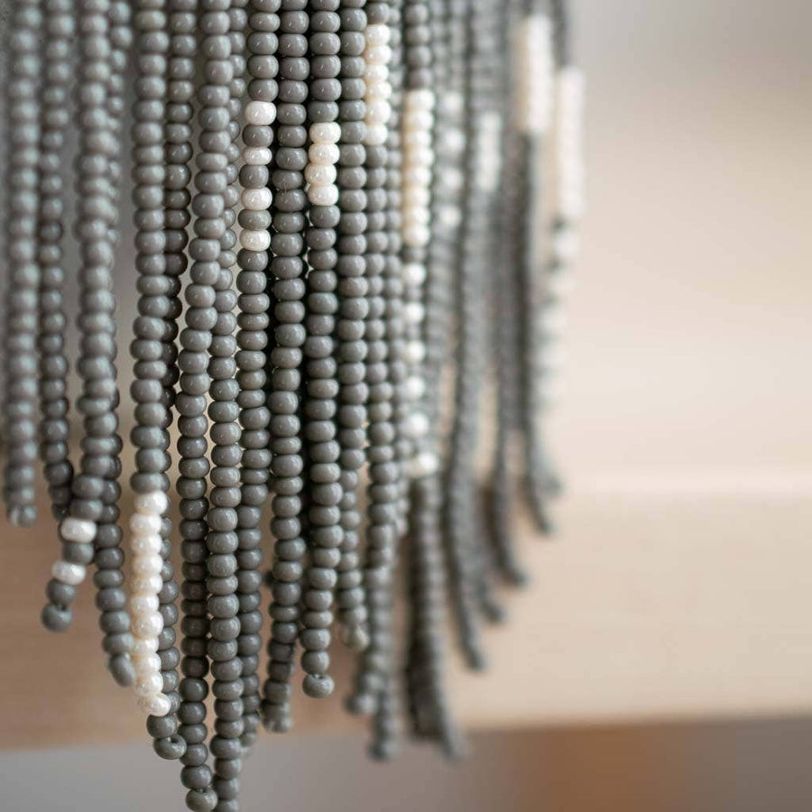 Fair + Simple Beaded Fringe Earrings in Gris - handcrafted earrings