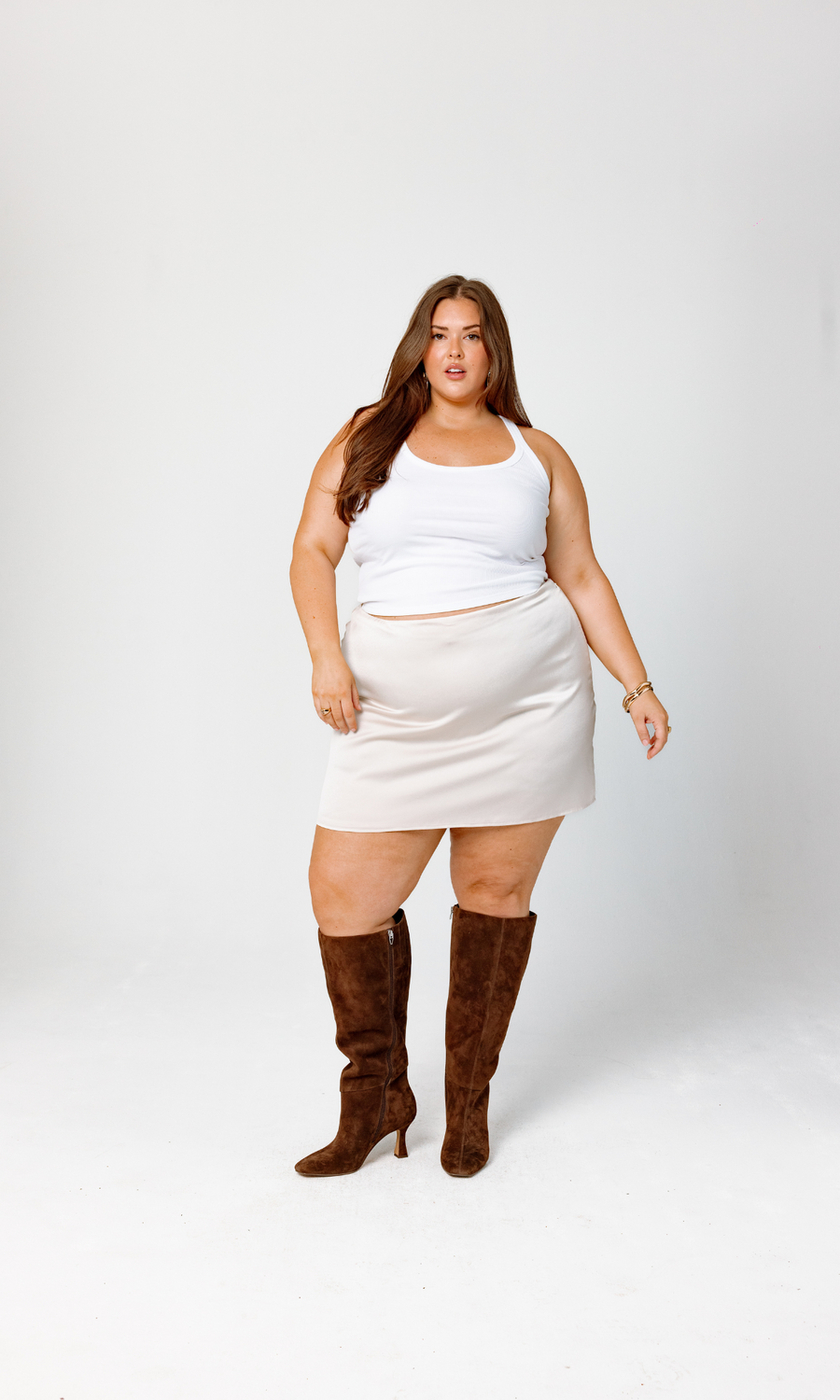 GIA/irl Penelope Skirt in Ivory - plus size skirt, product view