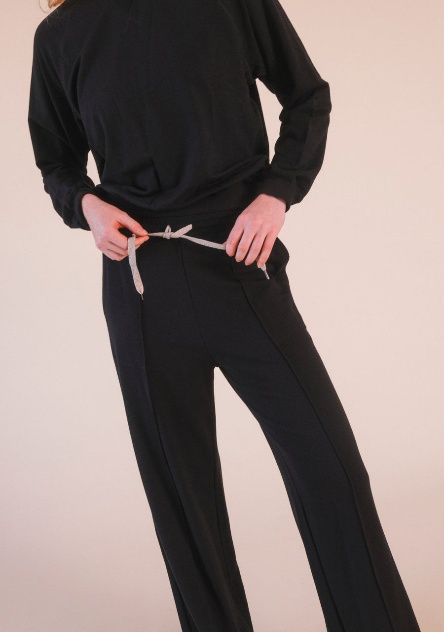 Poplinen Betty Modal Wide Leg Pant - Black - plus size pant, product view