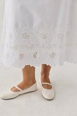 Embroidered Midi Skirt in White
