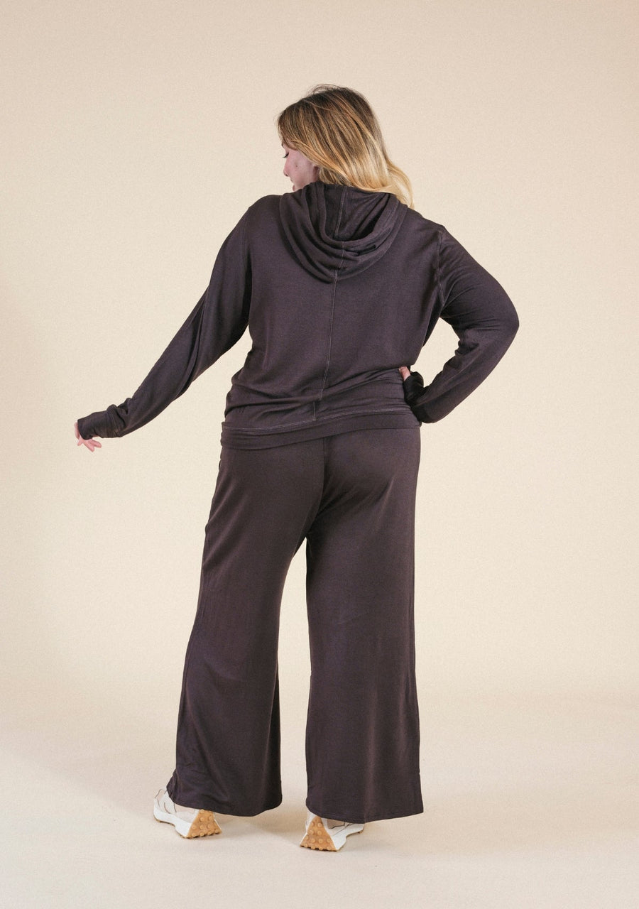 Poplinen Betty Modal Wide Leg Pant - Dark Chocolate - plus size pant, product view