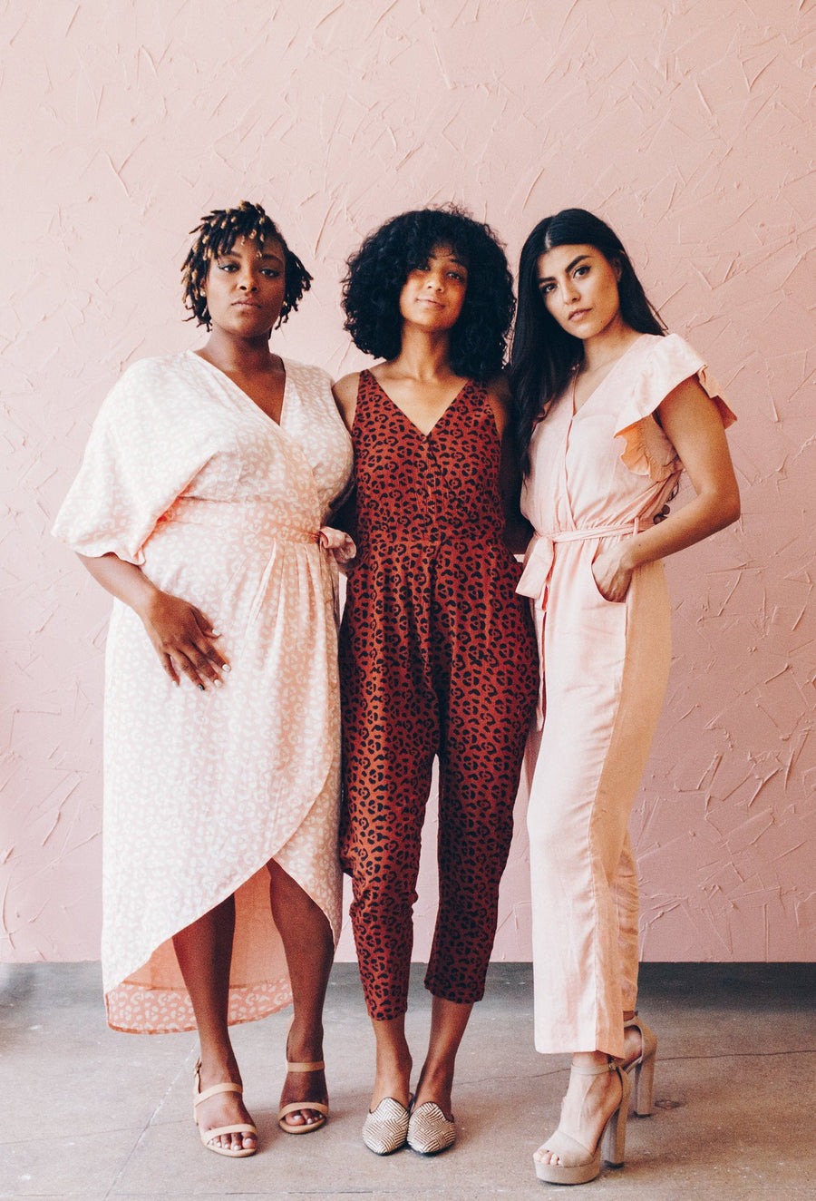 Symbology Clothing Leopard Maxi Wrap Dress in Blush + Cream - plus size dress, product view