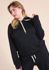 Poplinen Betty Modal Hoodie - Black - plus size hoodie, product view