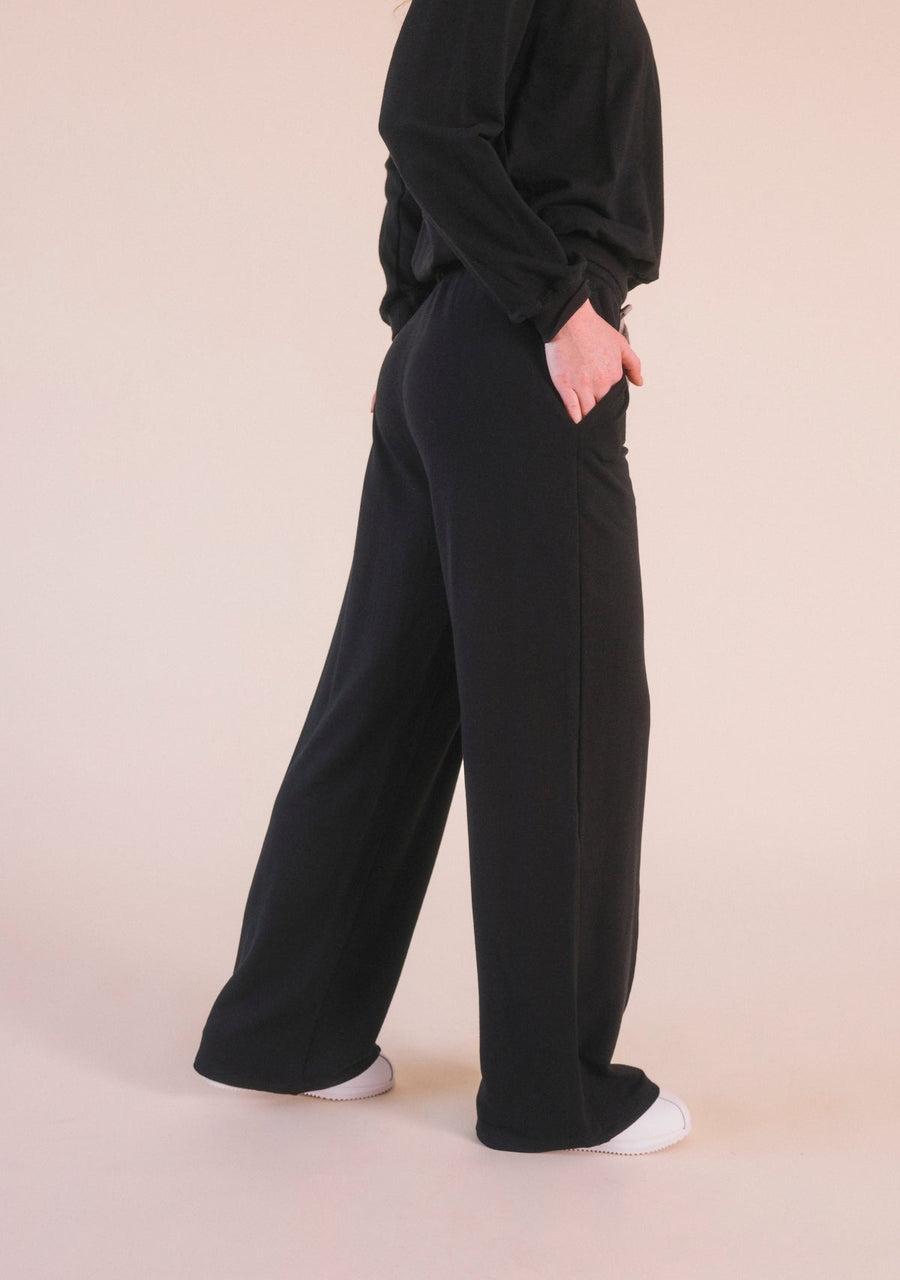 Poplinen Betty Modal Wide Leg Pant - Black - plus size pant, product view