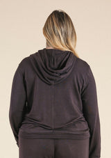 Poplinen Betty Modal Hoodie - Dark Chocolate - plus size hoodie, product view