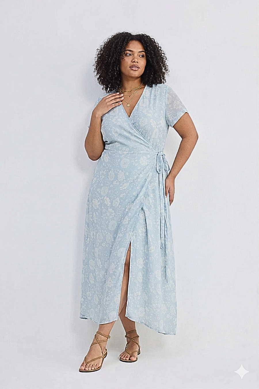 Reistor Maxi Wrap Dress in Florals - plus size dress, product view