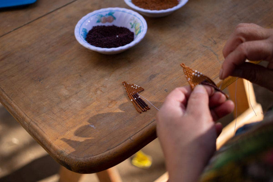 Fair + Simple Beaded Fringe Earrings in Otoño - handcrafted earrings