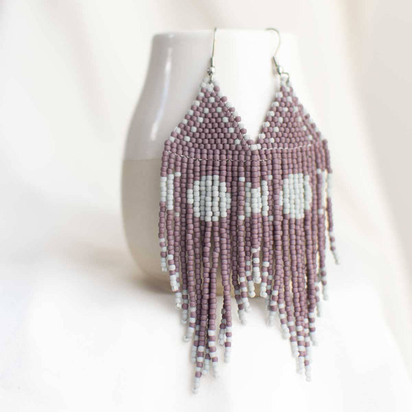 Fair + Simple Beaded Fringe Earrings in Luna - handcrafted earrings