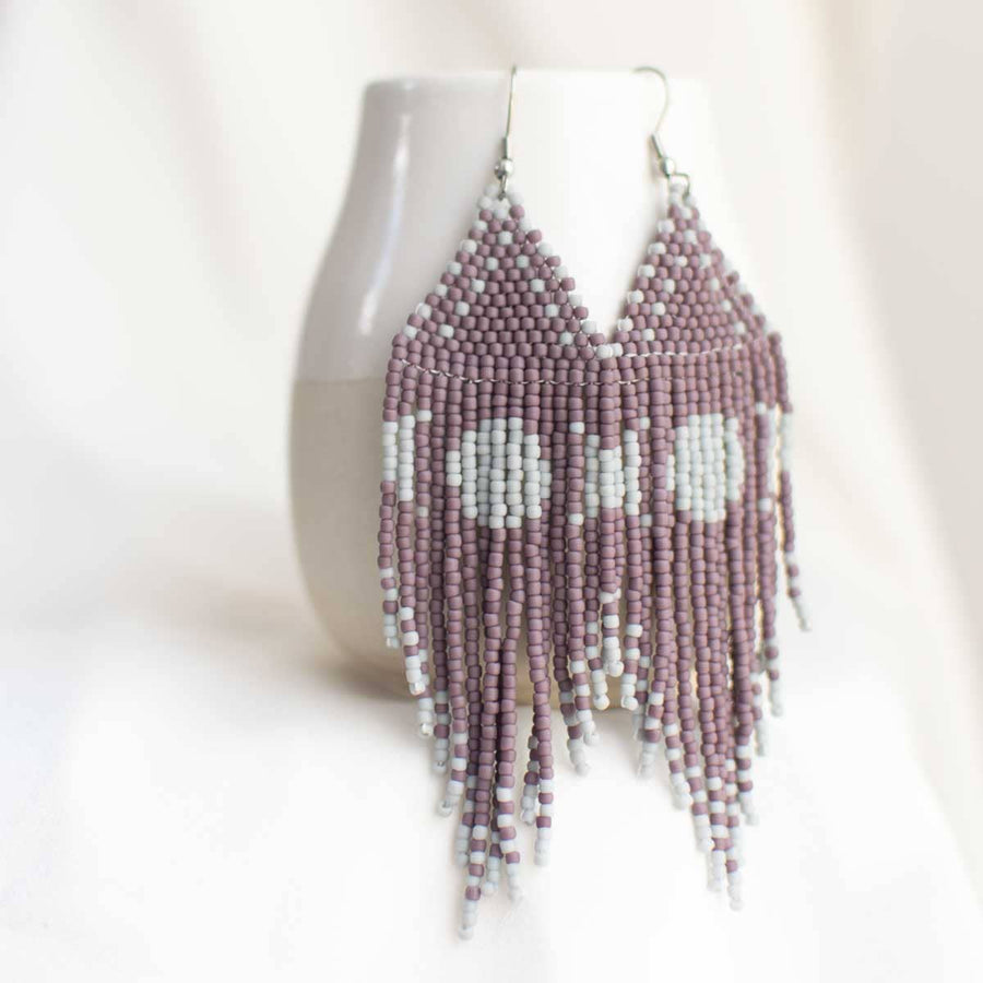 Fair + Simple Beaded Fringe Earrings in Luna - handcrafted earrings