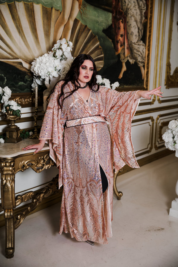 byVINNIK Runway Bohémienne Kimono Robe in “Stardust” (Rose Gold) - plus size garment, product view
