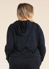 Poplinen Betty Modal Hoodie - Black - plus size hoodie, product view