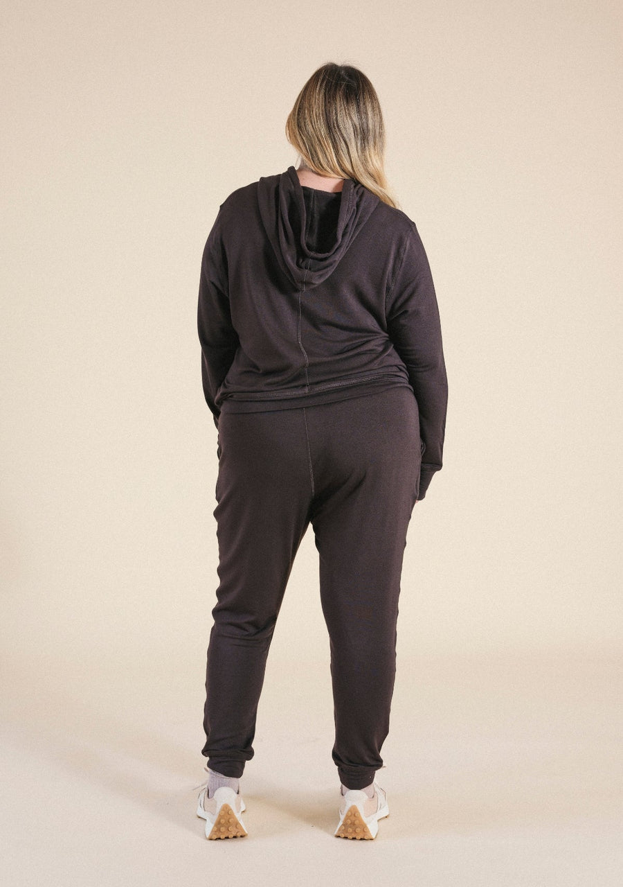 Poplinen Agnes Modal Jogger Pant - Dark Chocolate - plus size jogger pant, product view