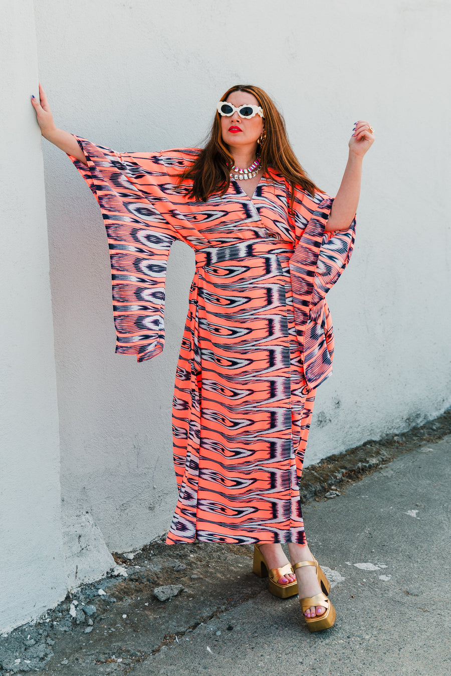 Bohémienne Kimono Robe in “Reactor Coral"