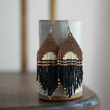 Fair + Simple Beaded Fringe Earrings in Noche - handcrafted earrings