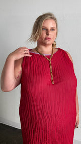 Jaya Pleated Dress- Reversible Lavender/ Lipstick Red