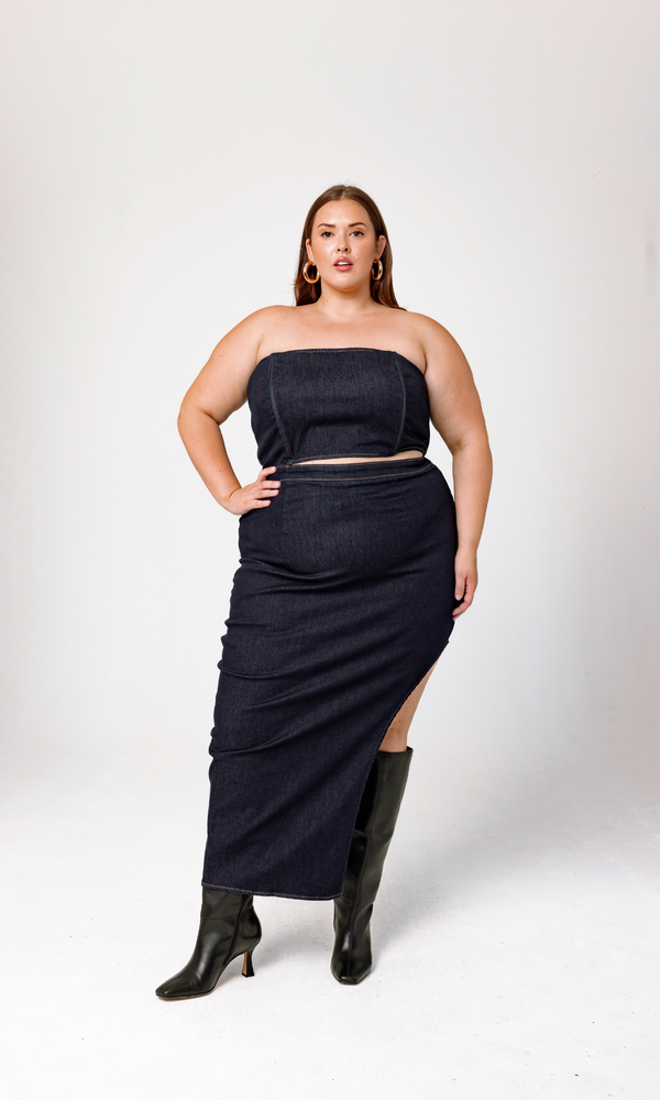 GIA/irl Isabella Dress Denim - plus size dress, product view