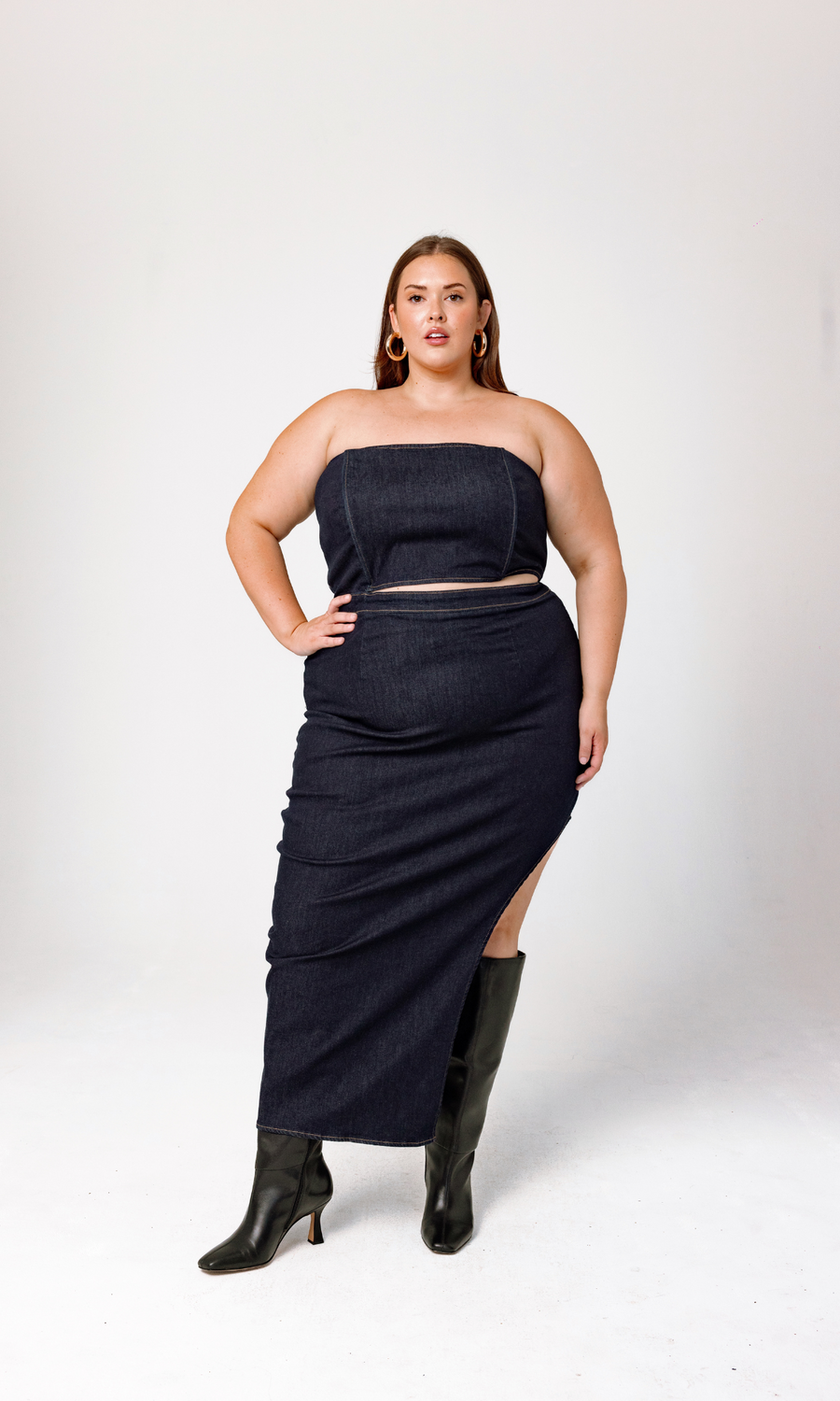 GIA/irl Isabella Dress Denim - plus size dress, product view