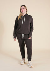 Poplinen Agnes Modal Jogger Pant - Dark Chocolate - plus size jogger pant, product view