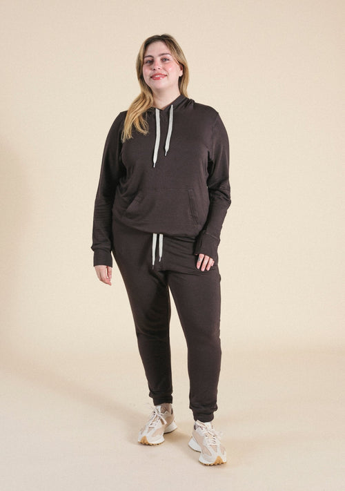 Poplinen Agnes Modal Jogger Pant - Dark Chocolate - plus size jogger pant, product view