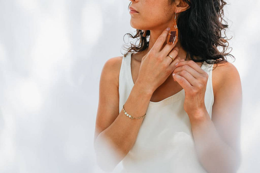 Fair + Simple Beaded Fringe Earrings in Otoño - handcrafted earrings