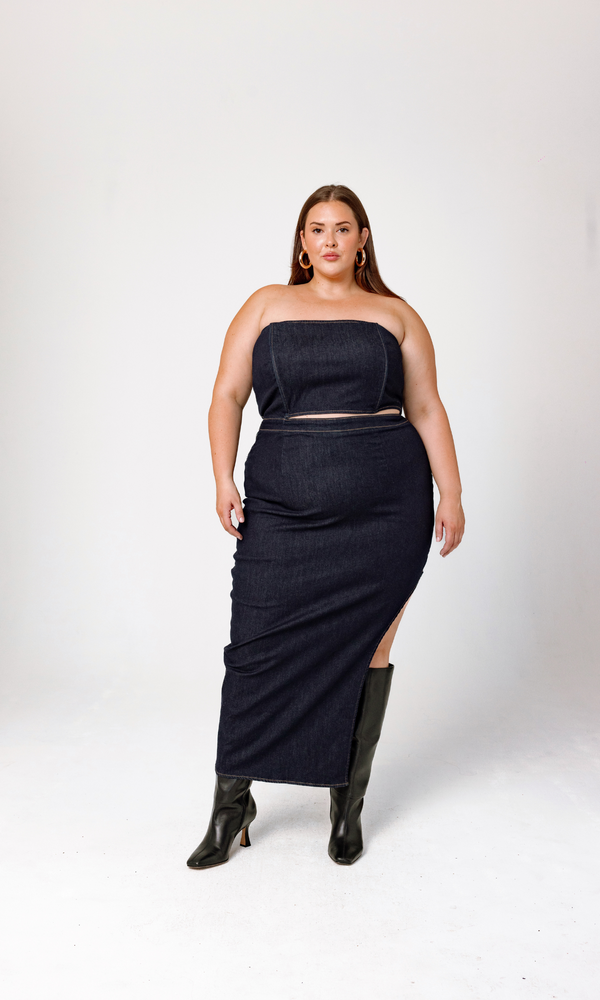 GIA/irl Isabella Dress Denim - plus size dress, product view
