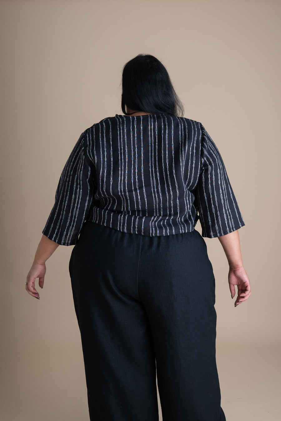 Conscious Clothing Artemis Top in Radio Stripe - plus size top, product view
