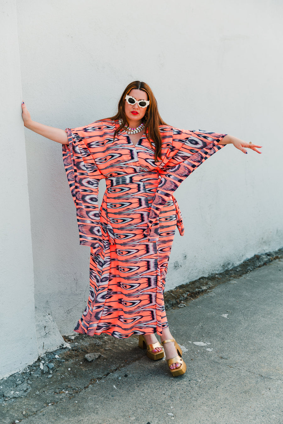 Bohémienne Kimono Robe in “Reactor Coral"