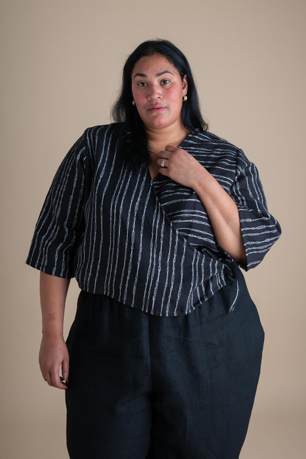Conscious Clothing Artemis Top in Radio Stripe - plus size top, product view