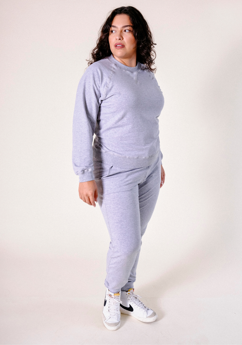 Poplinen Agnes Organic Cotton + Tencel™ Jogger Pant - Heather Gray - plus size jogger pant, product view