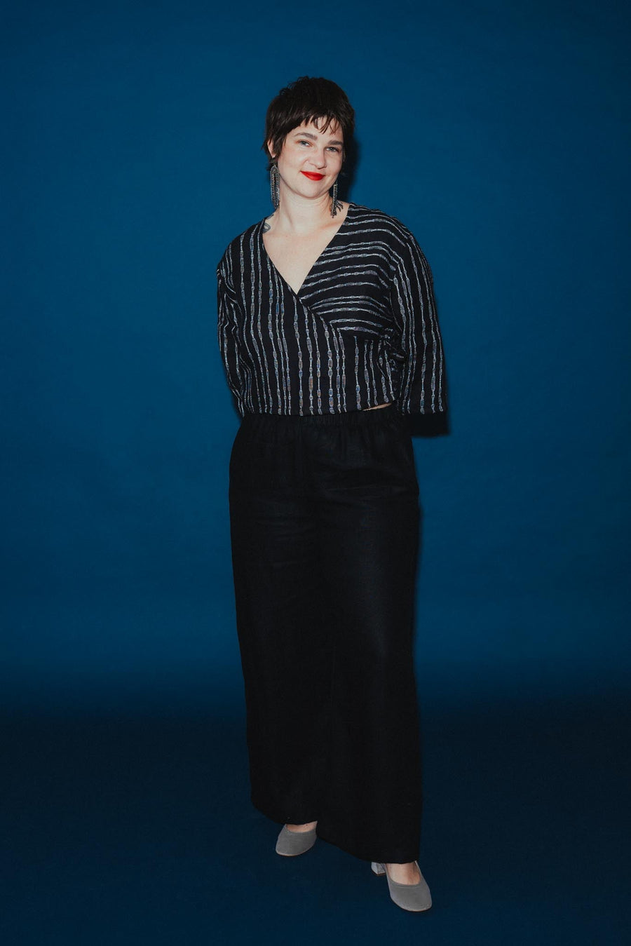 Conscious Clothing Artemis Top in Radio Stripe - plus size top, product view