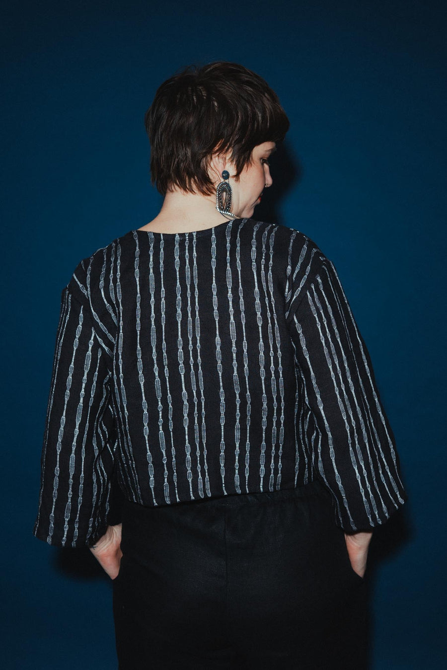 Conscious Clothing Artemis Top in Radio Stripe - plus size top, product view
